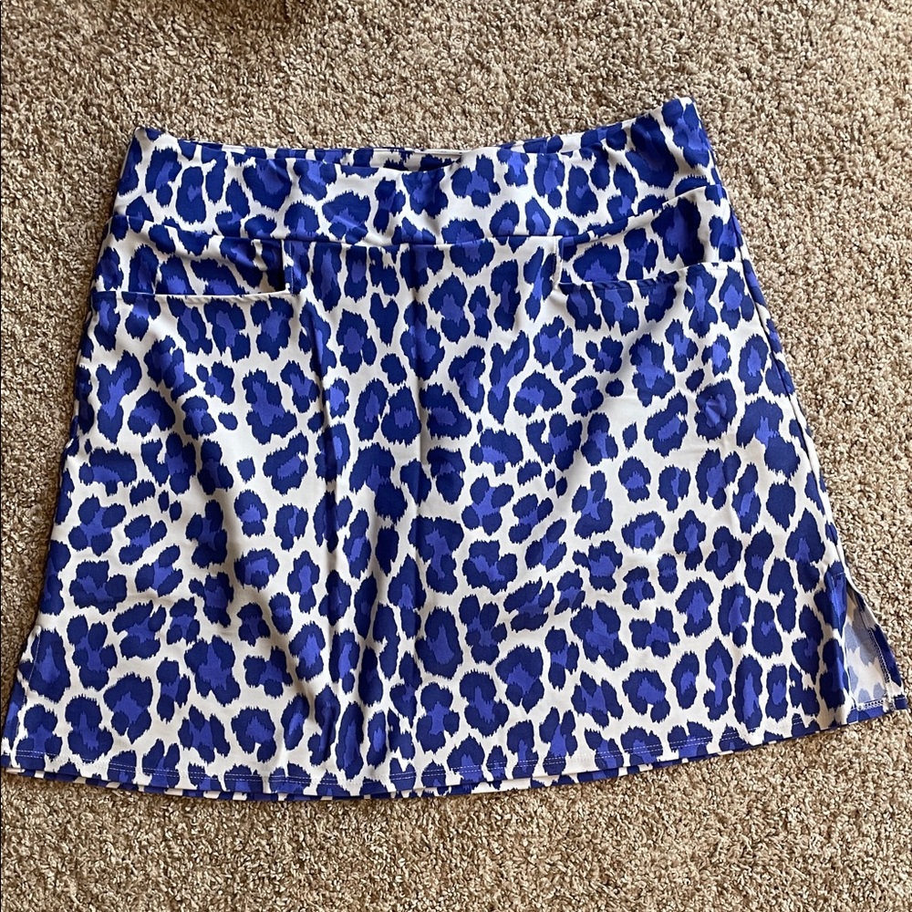 Jude Connally Blue and White Leopard Golf, Tennis, Pickleball Skirt